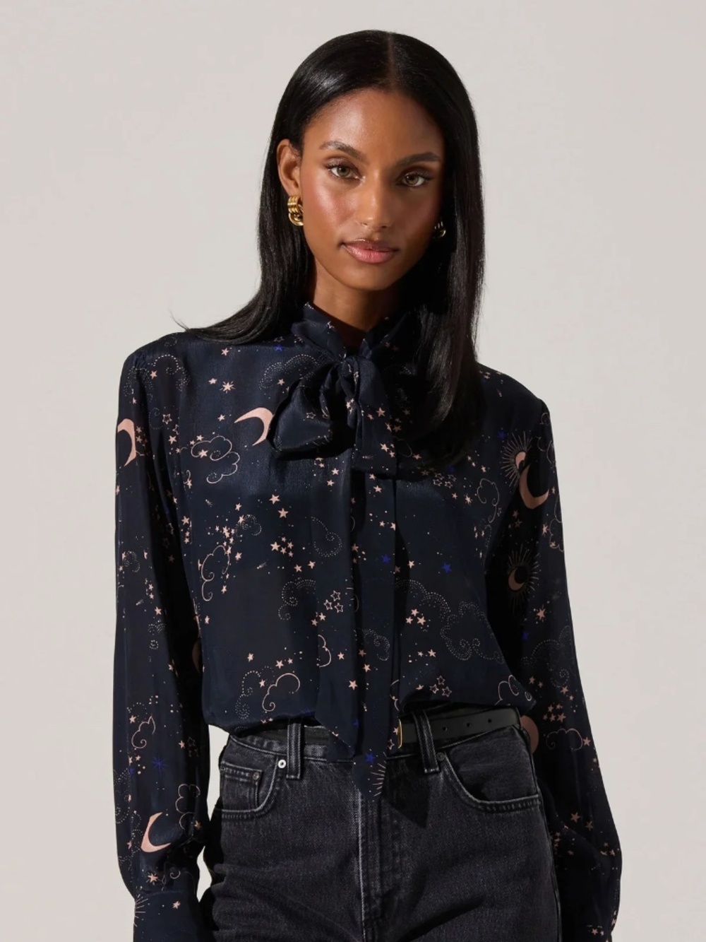 NWT ASTR - MABRY BLOUSE / NAVY NIGHT
